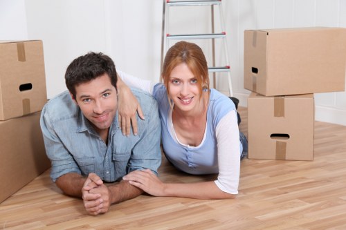 Movers handling office relocation logistics in central London